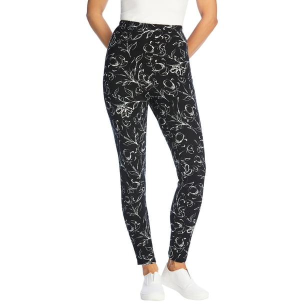 Woman Within Womens Plus Size Petite Stretch Cotton Printed Legging